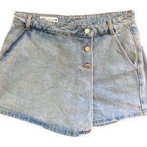 Zara Light Blue Denim Skort Size Large